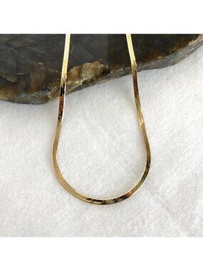 Italian Gold Vermeil Sterling Silver 925 Herringbone Chain Necklace 23.75"